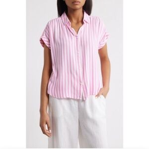 Chic Pink Striped Button Down Shirt